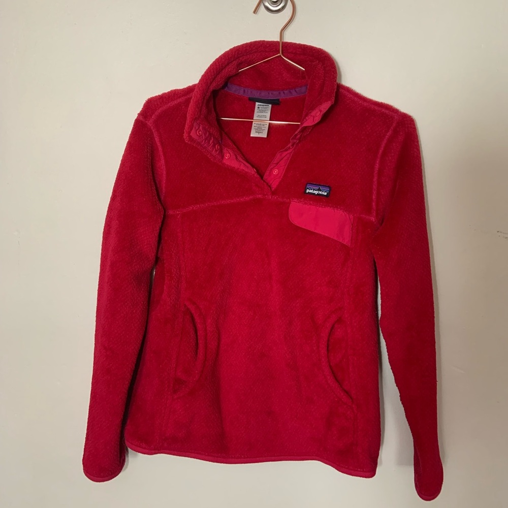Patagonia | retool fleece snap collar polartec small pink